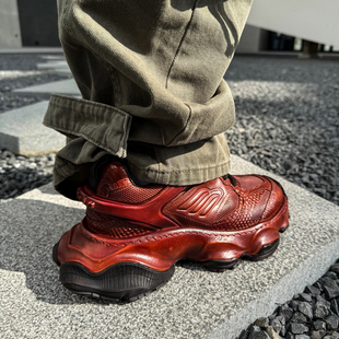 欧货休闲低帮鞋 男真皮复古运动鞋 呜烈焰橙老爹鞋 潮鞋 帽子先森