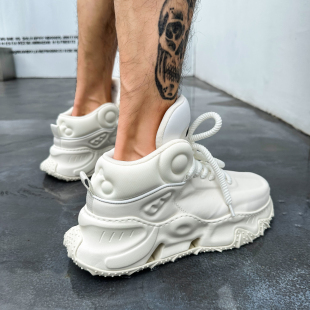 男厚底松糕底欧洲站时尚 感觉飞起来老爹鞋 真皮休闲鞋 帽子先森