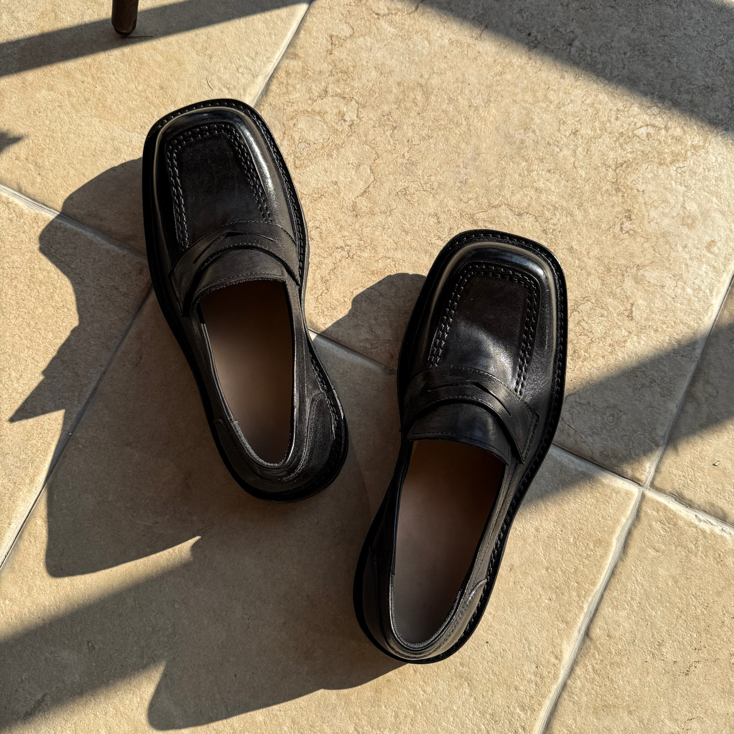 【帽子先森】凹造型黑色方头乐福鞋男水洗牛皮豆豆鞋欧货一脚蹬潮,流行男鞋,乐福鞋（豆豆鞋）,淘宝优惠券,粉丝福利购,淘宝优惠卷