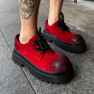 欧货真皮松糕鞋 男大头牛皮鞋 大红袍磨砂米奇德比鞋 潮 帽子先森