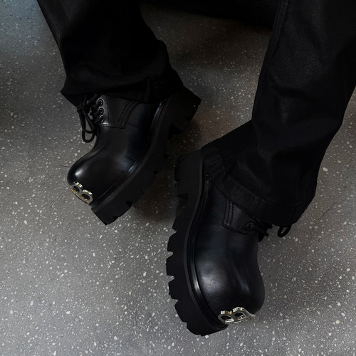 爆改双B金属扣大头牛皮德比鞋潮