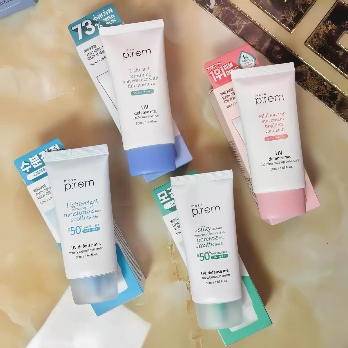 【韩国正品】makeprem美科富来UV防晒霜SPF50+控油物理防晒50ml