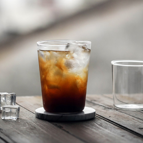 ins风透明玻璃耐热美式拿铁咖啡杯早餐杯牛奶杯果汁杯可定制LOGO