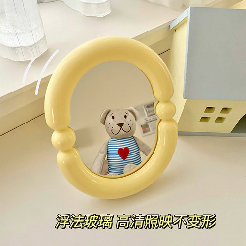 奶油色高级感ins风化妆镜可壁挂