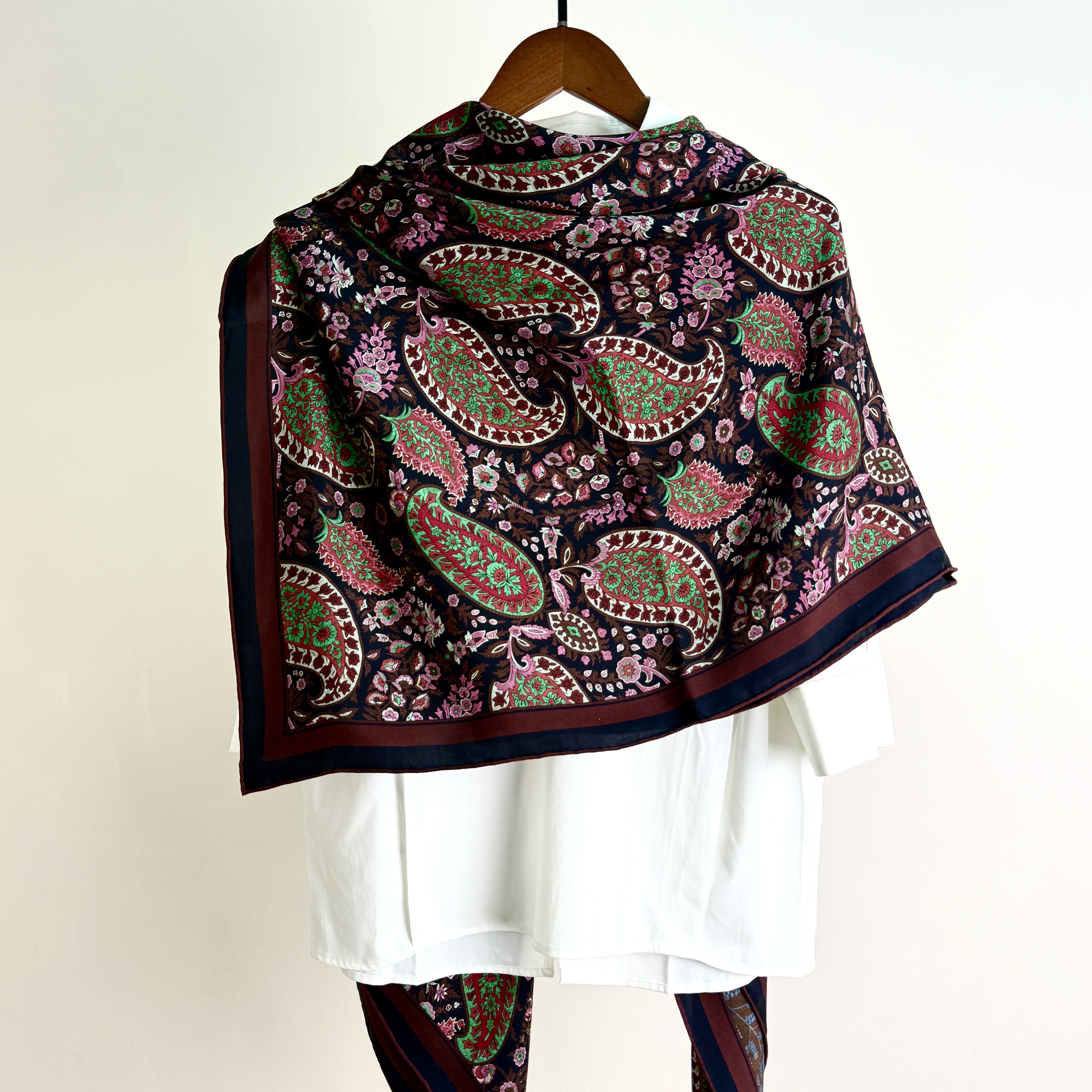 深棕腰果140重磅加厚20姆米双面异色真丝巴拿绸100桑蚕丝丝巾