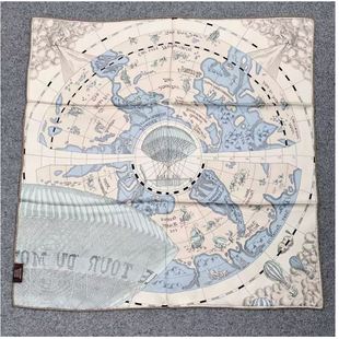 环球旅行65cm双面21姆米重磅真丝意罗绸中方巾100桑蚕丝时尚 百搭