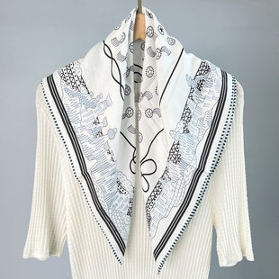 星河峡谷65cm100桑蚕丝20姆重磅真丝巴拿绸双面同色高端时尚 丝巾