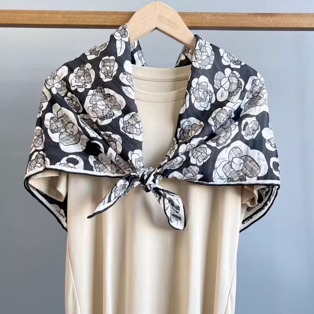 香茶满地100桑蚕丝重磅真丝罗孔纱大方巾90cm双面异色丝巾22姆米