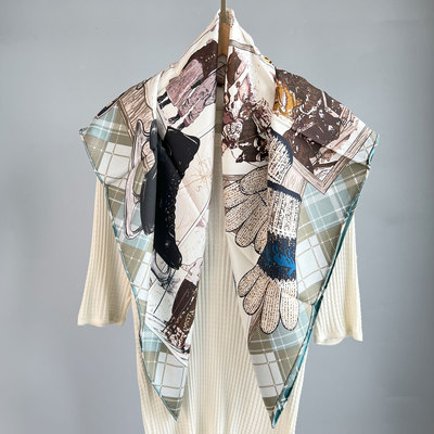 大约在冬季100桑蚕丝90cm18姆重磅真丝斜纹砂洗双面丝巾时尚方巾