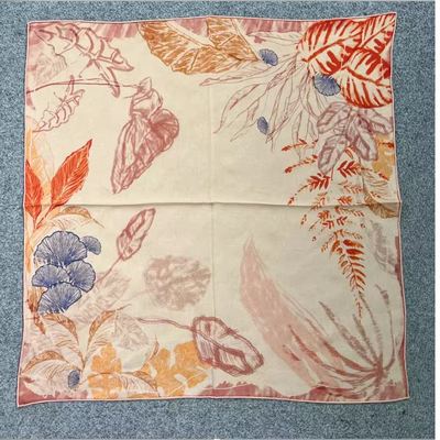 新款小禾藕粉色花卉65cm100桑蚕丝丝巾真丝薯莨纱春夏透气防晒