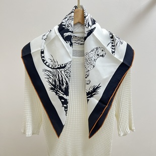 特价 百搭丝巾16姆米 好货黑豹真丝斜纹65cm方巾时尚