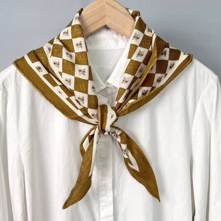 凯旋门真丝羊毛混纺小丝毛菱形巾飘带时尚保暖时髦软糯亲肤的围巾