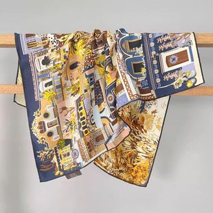 弗洛伦萨65cm100桑蚕丝双面重磅真丝意罗绸中方巾时尚 百搭丝巾