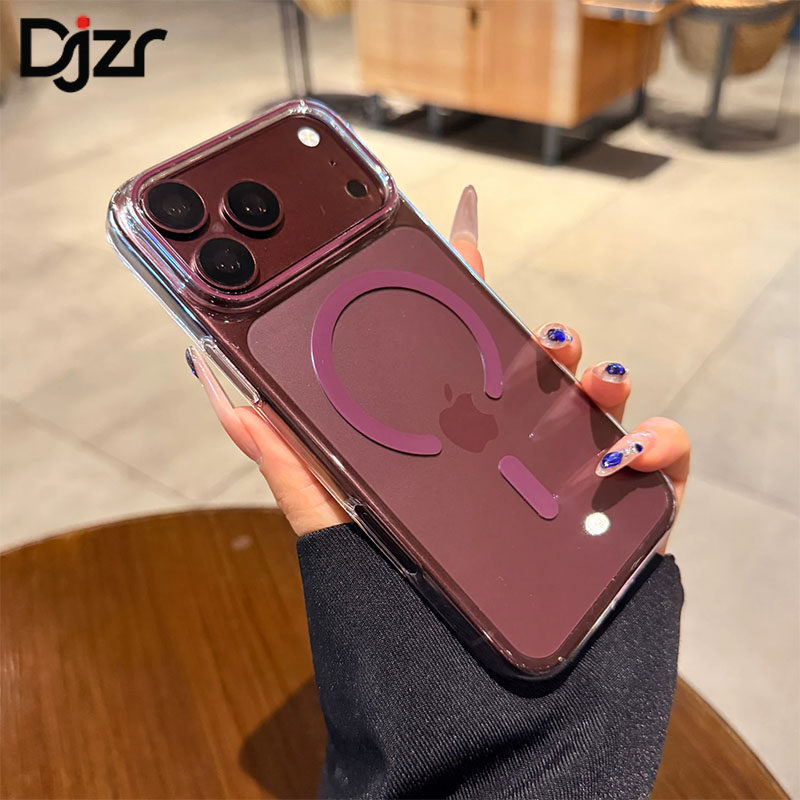 适用iPhone18promax手机壳女新款超薄透明勃艮第红外壳18pro大孔磁吸充电苹果17pro高级简约15情侣防摔保护套