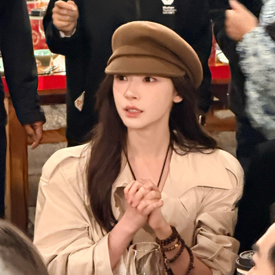 易梦玲同款！复古羊毛呢贝雷帽子女秋冬显脸小画家帽法式气质礼帽