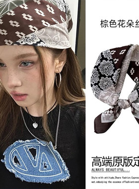 复古欧美风头巾早古甜酷辣妹发巾跳街舞骑行方巾拍照道具发带装饰