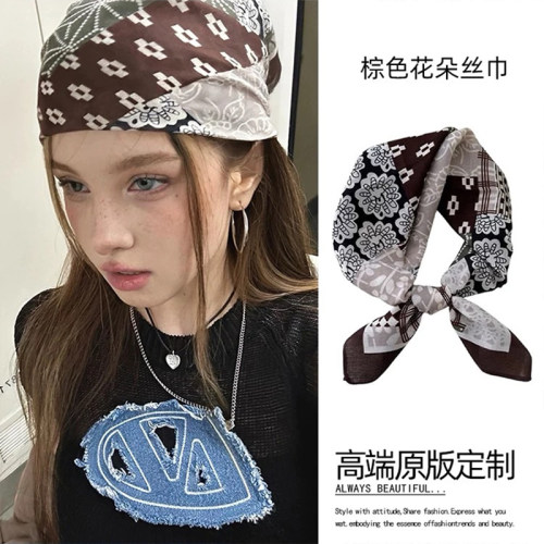 复古欧美风头巾早古甜酷辣妹发巾跳街舞骑行方巾拍照道具发带装饰