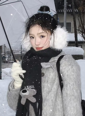 白色毛绒耳罩女2025新款冬季东北防寒保暖护耳包耳捂子防冻耳套潮