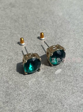 AS-SS-025 绝美祖母绿色闪亮亮!外贸出口原单 仿水晶镶嵌耳饰耳钉