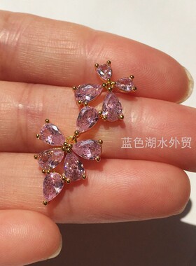 AS-SS-025 精致浪漫 镀真金镶仿水晶!外贸出口美国轻奢原单耳坠