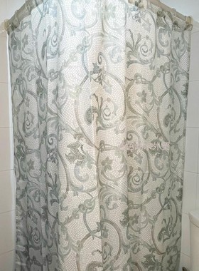 JJZS-YL-044 出彩!马赛克纹外贸出口美国原单182cm涤纶布浴帘窗帘