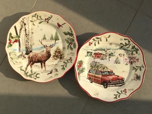 美单艺术陶瓷外贸出口美国原单 094 花朵边陶瓷平盘餐盘 CYGJ