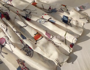 AS-WJ-139 上流社会赛马!外贸出口英国原单 天然粘纤丝巾围巾披肩