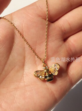 AS-SS-025 绝美 黄铜镀真金镶嵌仿水晶!外贸出口美国轻奢原单项链