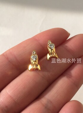 AS-SS-017 一飞冲天好寓意外贸出口美国轻奢原单镀真金仿钻石耳钉
