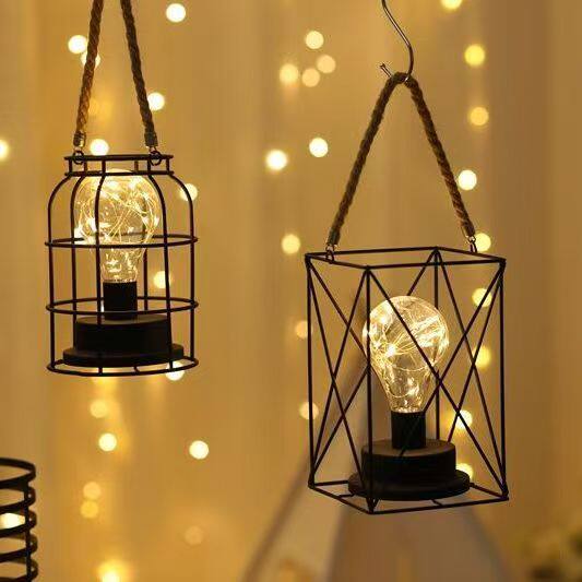 ins北欧灯铁艺装饰灯充电红酒杯 高级铜线灯led装饰小夜灯氛围灯