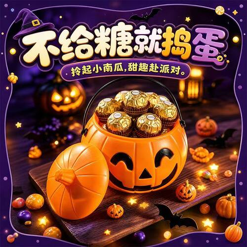 手提发光南瓜桶 新款南瓜灯 万圣节酒吧KTV聚会场景装扮道具装饰