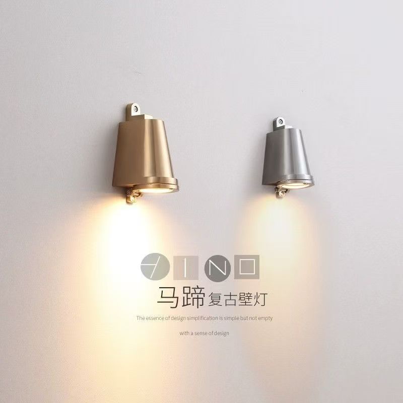 复古侘寂工业风庭院led极简门牌射灯铸铝马蹄灯防水户外中古壁灯