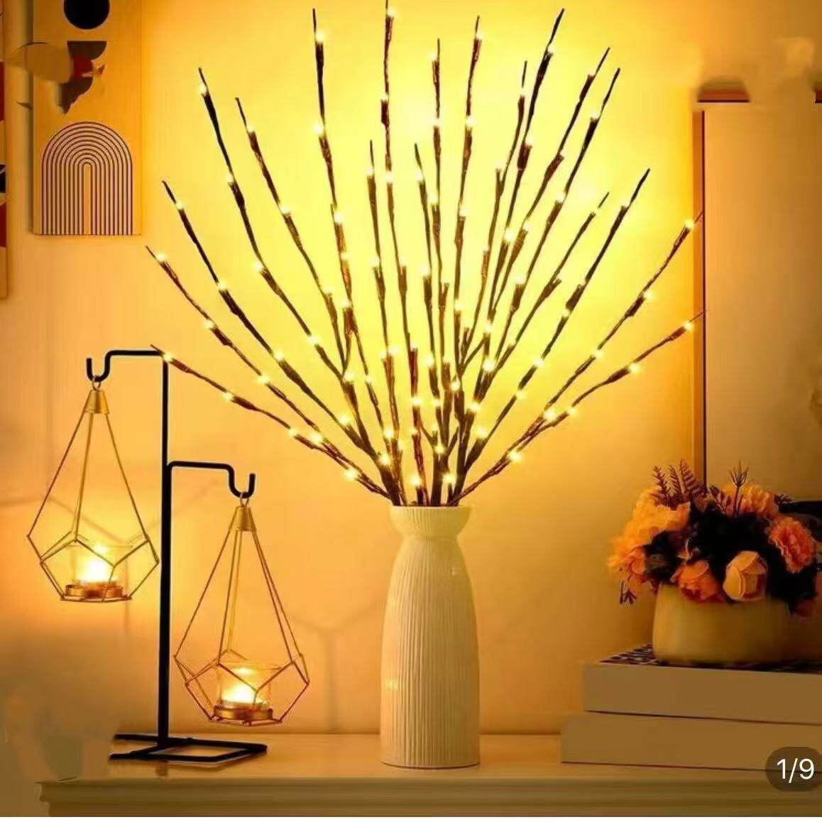 创意LED仿真树枝房间小夜灯自备5号电池,不带花瓶,高级氛围灯