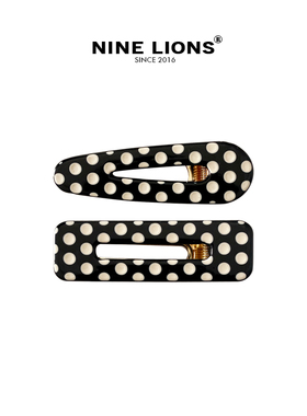 nine lions/复古黑白点刘海夹时尚气质碎发鸭嘴夹侧边发夹发饰女