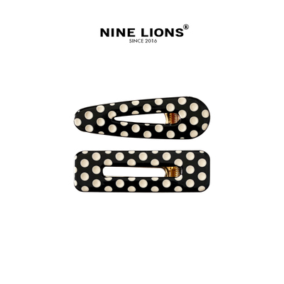 nine lions/复古黑白点刘海夹时尚气质碎发鸭嘴夹侧边发夹发饰女