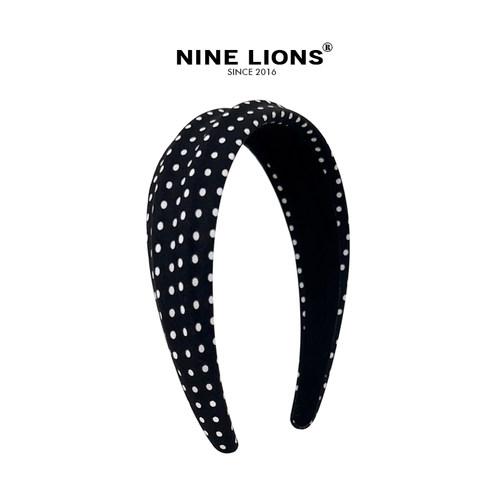 nine lions/圆点黑色发箍高颅顶头箍外出百搭发卡气质百搭发捆女