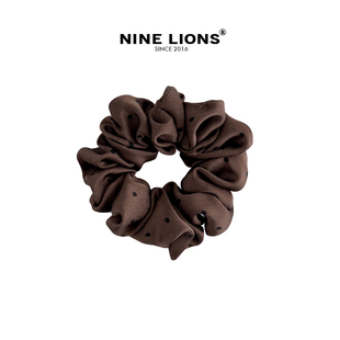 简约布艺发圈马尾扎发绳皮套复古发饰 咖色大肠圈时尚 nine lions