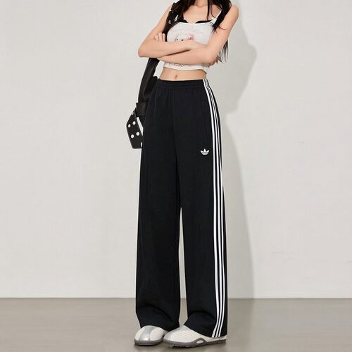adidas三叶草女阔腿运动长裤