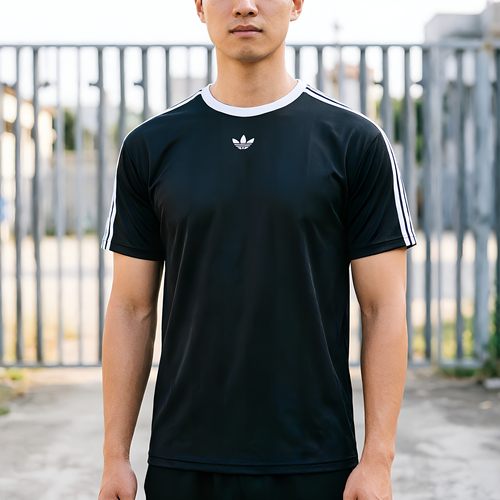 阿迪达斯三叶草男三条纹短袖T恤