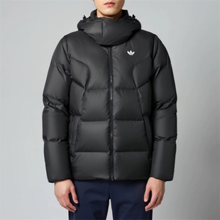 阿迪达斯三叶草男子2024冬季连帽保暖可拆卸运动羽绒服外套JW1367