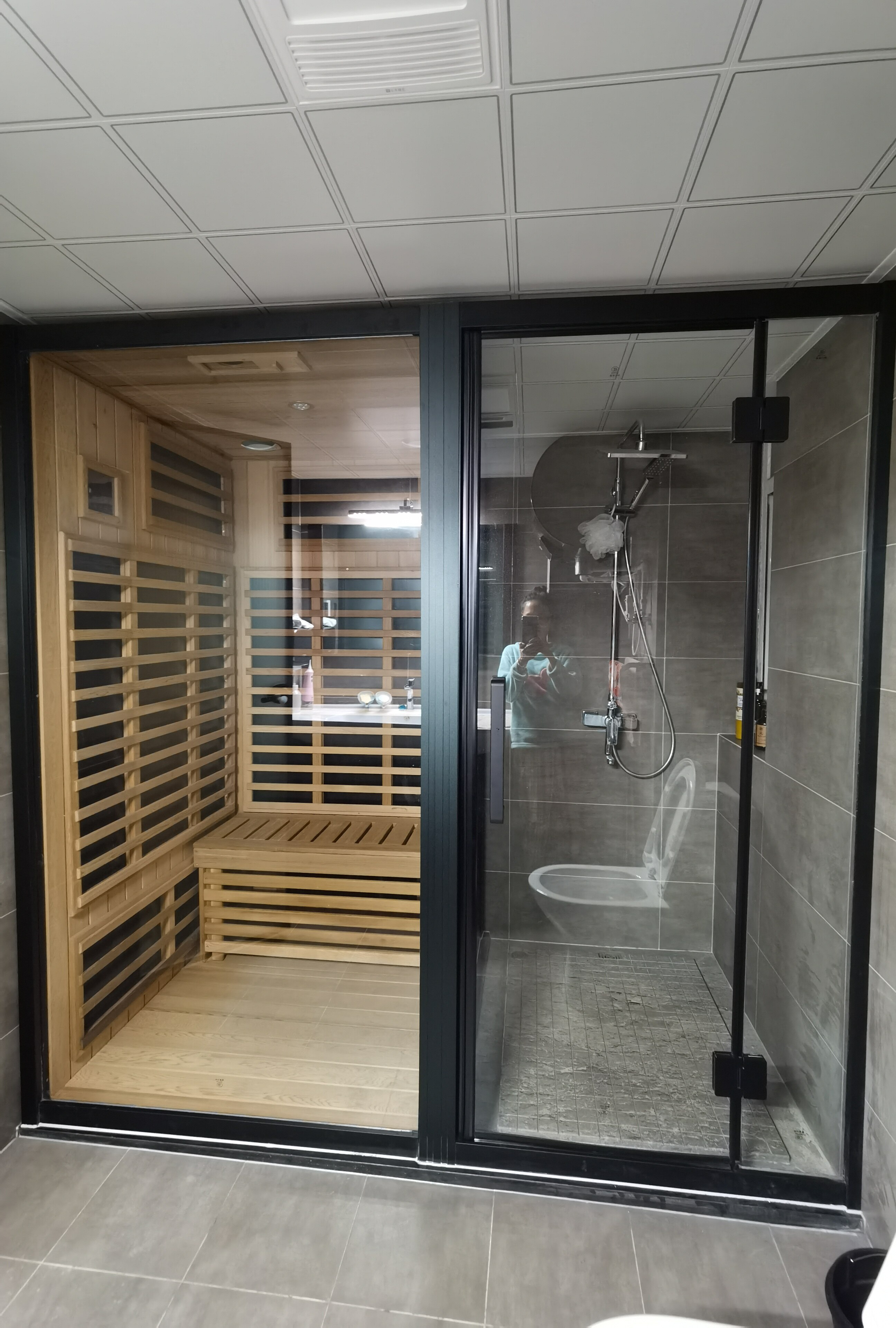 定制远红外光波房桑拿房淋浴一体干湿分离淋浴汗蒸房