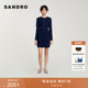 末7折SANDRO2025秋冬经典 款 女装 季 纯色金属扣圆领长袖 针织连衣裙