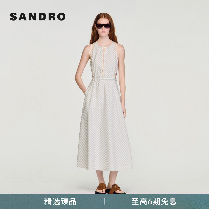 SANDRO镂空蕾丝无袖连衣裙图片