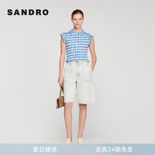 SANDRO小飞袖格纹背心