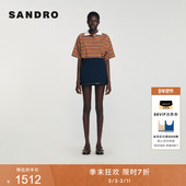 末7折SANDRO博主同款 2025秋冬新款 女装 季 法式 复古饰边A字半身裙