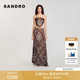 风情度假风棕色撞色印花气质长款 SANDRO2025春夏女装 法式 半身裙