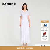新款 女装 法式 情人节礼物SANDRO2026春季 时尚 白色针织连衣裙两件套