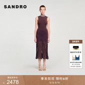 季 高领仿珍珠流苏针织连衣裙 法式 末6折SANDRO2025秋冬新款 女装