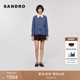 季 棉混纺格纹可拆卸领带翻领衬衫 末6折SANDRO2025秋冬新款 女装