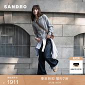 绵羊毛仿珠饰翻领绞花针织衫 季 时尚 法式 末7折SANDRO2025秋冬女装